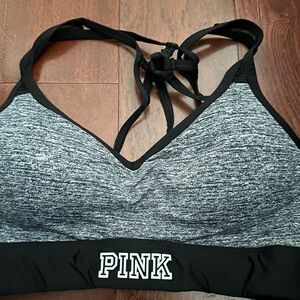 PINK Victoria's Secret Black and Gray Sports Bra